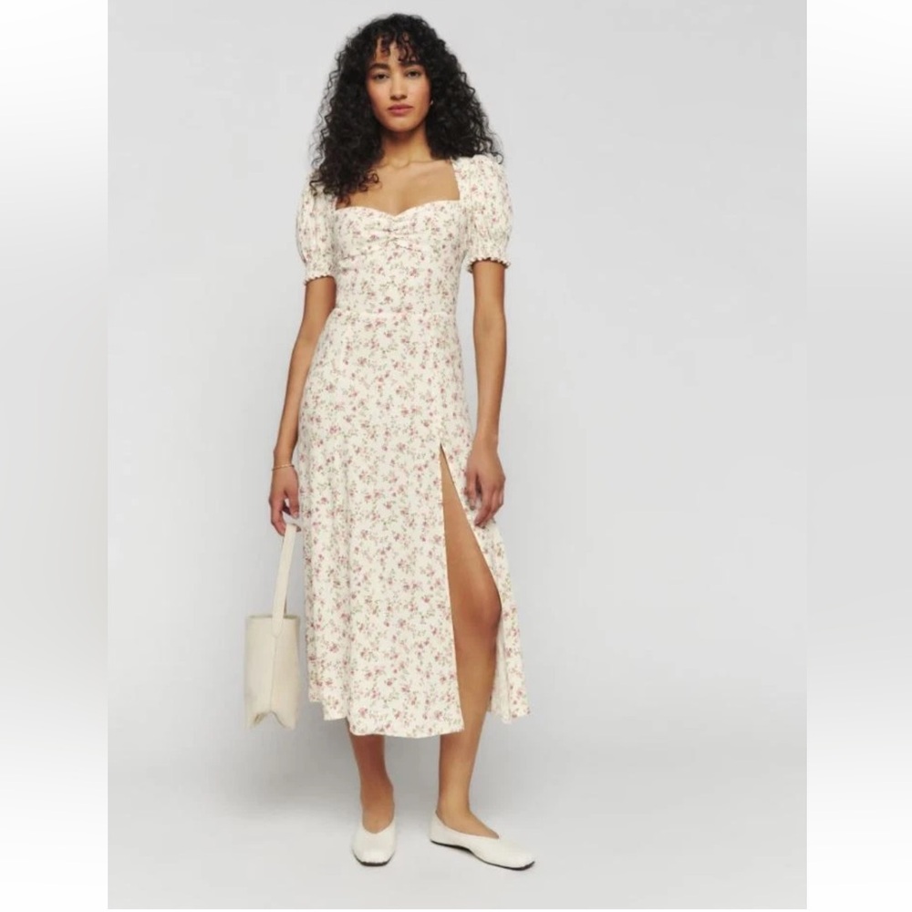 REFORMATION Lacey Dress Boheme Sz 6 EUC Cottagecore Vintage Inspired Floral Midi